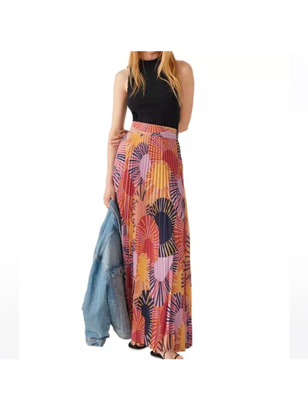 ba&sh Multicolor Geometric Print Maxi Skirt